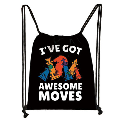 Jauki šaha drukas virknes soma Šaha atskaņotāja spēļu mugursomas Lielas ietilpības glabāšanas somas ceļojumu apavu turētājam pusaudžu dienassoma