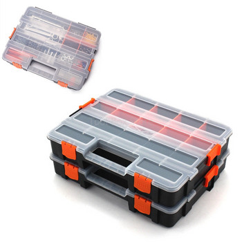 Кутия за органайзер за преносими части Кутия за инструменти Подреждаща се комбинирана кутия за инструменти Мултирешеткова кутия за съхранение на винтове Куфар Куфар Гараж Работилница Калъф за инструменти