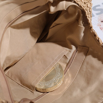 Сламена плетена на една кука кръгла рамо Нова дамска чанта с едно рамо Плажна модерна семпла артистична развлечение Пътуване