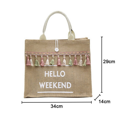 Moterų vasaros paplūdimio krepšiai Rankinės Didelės talpos moteriškas kutas ant peties krepšys Didelės raidės lininiai krepšiai Laisvalaikio mergaičių kelionių pirkinių krepšys