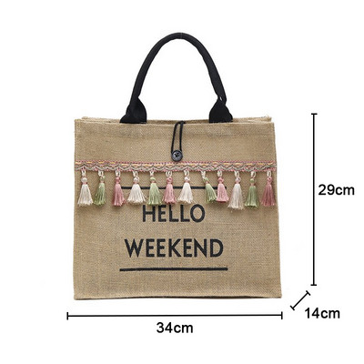 Moterų vasaros paplūdimio krepšiai Rankinės Didelės talpos moteriškas kutas ant peties krepšys Didelės raidės lininiai krepšiai Laisvalaikio mergaičių kelionių pirkinių krepšys