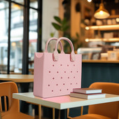 Oranžs puisis Rozā gadījuma ūdensizturīgs ceļojumu soma Sieviešu modes jauna EVA perforēta rokassomiņa Fit Charms āra pludmales somas