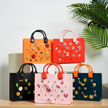 The orange guy Розова ежедневна водоустойчива чанта за пътуване Дамска модна нова EVA перфорирана чанта Fit Charms Outdoor Beach Bags