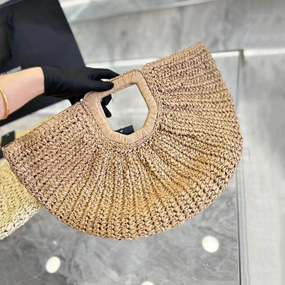 Gusure Bohemia Rattan nagy kapacitású vásárlói hordtáskák női hold tervező fonott kézitáska nyári strand szalma válltáska