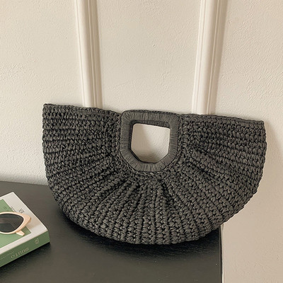 Gusure Bohemia Rattan nagy kapacitású vásárlói hordtáskák női hold tervező fonott kézitáska nyári strand szalma válltáska