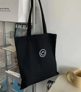 Ženska platnena torba na rame s otiskom nasmijanog lica Ženska ležerna ručna torba Velika torba Pamučna torba za plažu za višekratnu kupnju