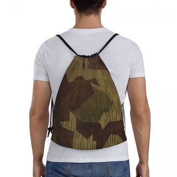 WW2 Γερμανικό Splittertarn Camo Drawstring σακίδιο πλάτης Αθλητική τσάντα γυμναστικής για άνδρες γυναίκες Σακίδιο εκπαίδευσης στρατιωτικού στρατού καμουφλάζ