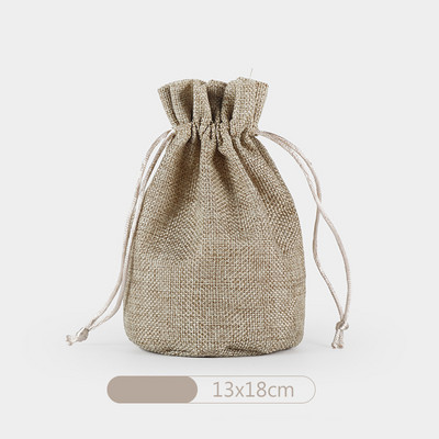 Jauns Vairāku izmēru Apaļa dibena Dabīga džutas lina Savelkamās aukliņas maisiņi Maciņš Iepakojums Dāvanu Soma Juvelierizstrādājumu Ziemassvētku soma