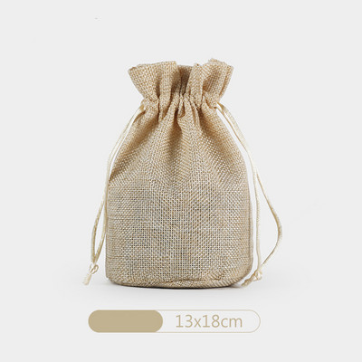 Jauns Vairāku izmēru Apaļa dibena Dabīga džutas lina Savelkamās aukliņas maisiņi Maciņš Iepakojums Dāvanu Soma Juvelierizstrādājumu Ziemassvētku soma