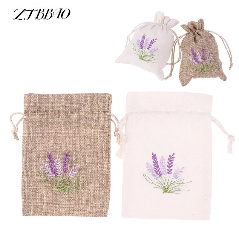 1Gb Atkārtoti lietojams aromterapijas aukliņu maisiņš Izšuvumi Lavandas maisiņi Sauso ziedu aromātu maisiņi Kokvilnas džutas sēklu maisiņi