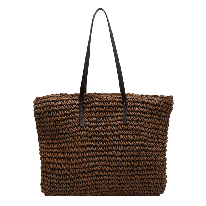 Slamnato pletene velike torbe Ležerne, veliki luksuzni dizajn Kapacitet Ručna torbica za plažu Na rame Jednostavna ženska torba Stil za kupnju Ljetne bolsos