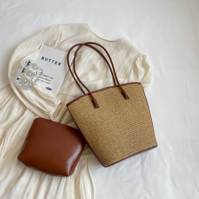 Ljetne torbe za plažu za žene Ručno izrađene torbe od ratana tkane na rame Slamnata torba velikog kapaciteta Boemske torbe za ležerno putovanje