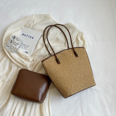 Ljetne torbe za plažu za žene Ručno izrađene torbe od ratana tkane na rame Slamnata torba velikog kapaciteta Boemske torbe za ležerno putovanje