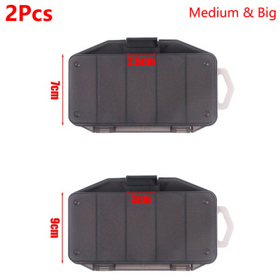 2/3 gab. 5 režģu makšķerēšanas piederumu kaste Caurspīdīga pelēka plastmasas ēsmas kaste Daudzfunkcionāla lodīšu āķa organizatora kastīte makšķerēšanas piederumi