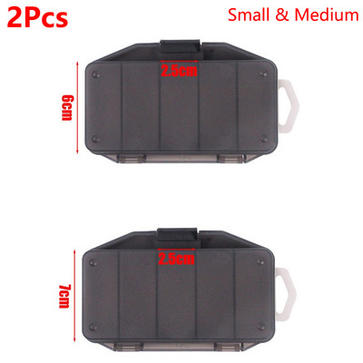 2/3 gab. 5 režģu makšķerēšanas piederumu kaste Caurspīdīga pelēka plastmasas ēsmas kaste Daudzfunkcionāla lodīšu āķa organizatora kastīte makšķerēšanas piederumi