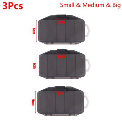 2/3 gab. 5 režģu makšķerēšanas piederumu kaste Caurspīdīga pelēka plastmasas ēsmas kaste Daudzfunkcionāla lodīšu āķa organizatora kastīte makšķerēšanas piederumi