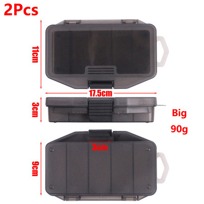 2/3 gab. 5 režģu makšķerēšanas piederumu kaste Caurspīdīga pelēka plastmasas ēsmas kaste Daudzfunkcionāla lodīšu āķa organizatora kastīte makšķerēšanas piederumi