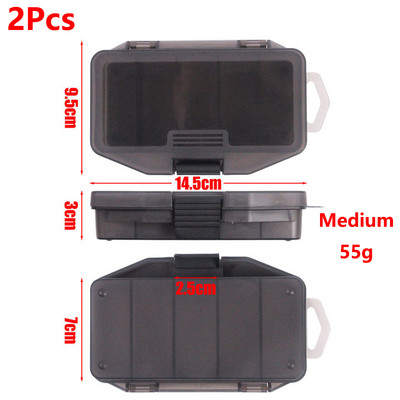 2/3 gab. 5 režģu makšķerēšanas piederumu kaste Caurspīdīga pelēka plastmasas ēsmas kaste Daudzfunkcionāla lodīšu āķa organizatora kastīte makšķerēšanas piederumi