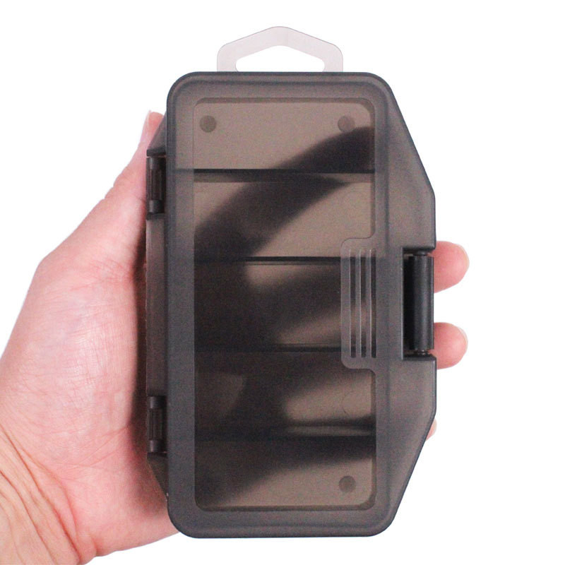 2/3 gab. 5 režģu makšķerēšanas piederumu kaste Caurspīdīga pelēka plastmasas ēsmas kaste Daudzfunkcionāla lodīšu āķa organizatora kastīte makšķerēšanas piederumi