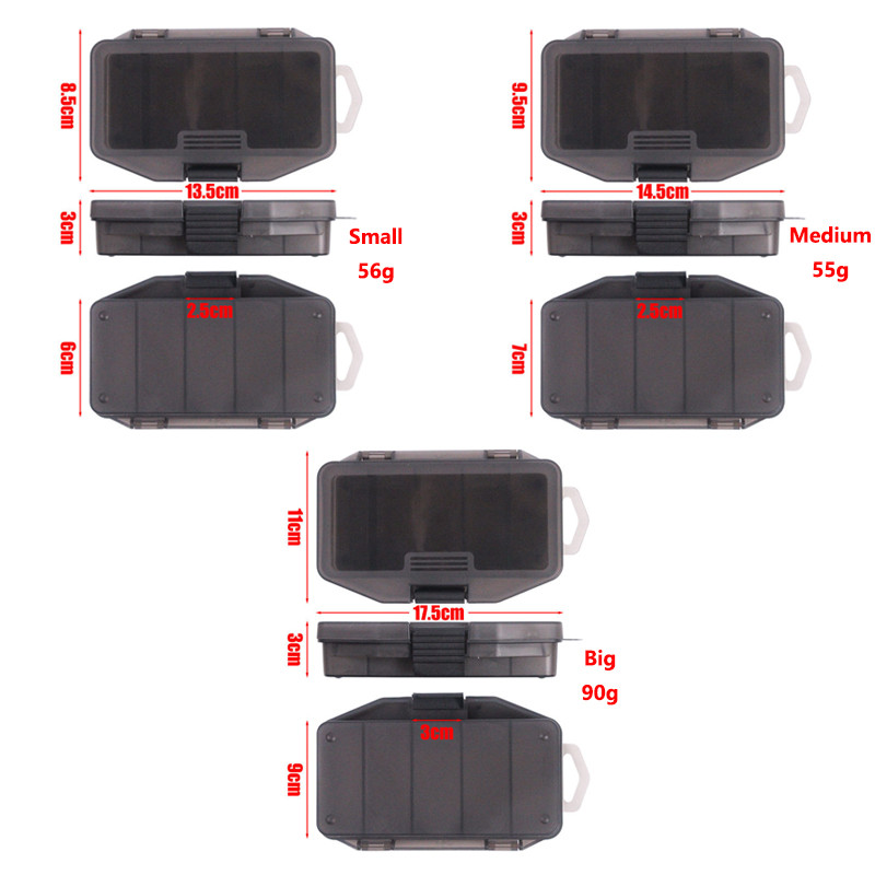 2/3 gab. 5 režģu makšķerēšanas piederumu kaste Caurspīdīga pelēka plastmasas ēsmas kaste Daudzfunkcionāla lodīšu āķa organizatora kastīte makšķerēšanas piederumi