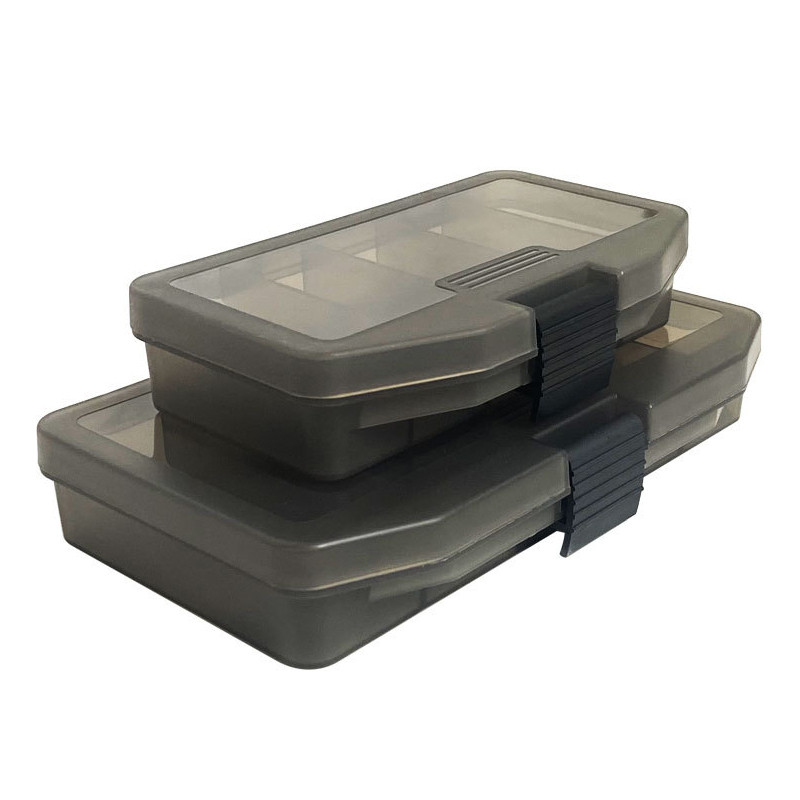 2/3 gab. 5 režģu makšķerēšanas piederumu kaste Caurspīdīga pelēka plastmasas ēsmas kaste Daudzfunkcionāla lodīšu āķa organizatora kastīte makšķerēšanas piederumi