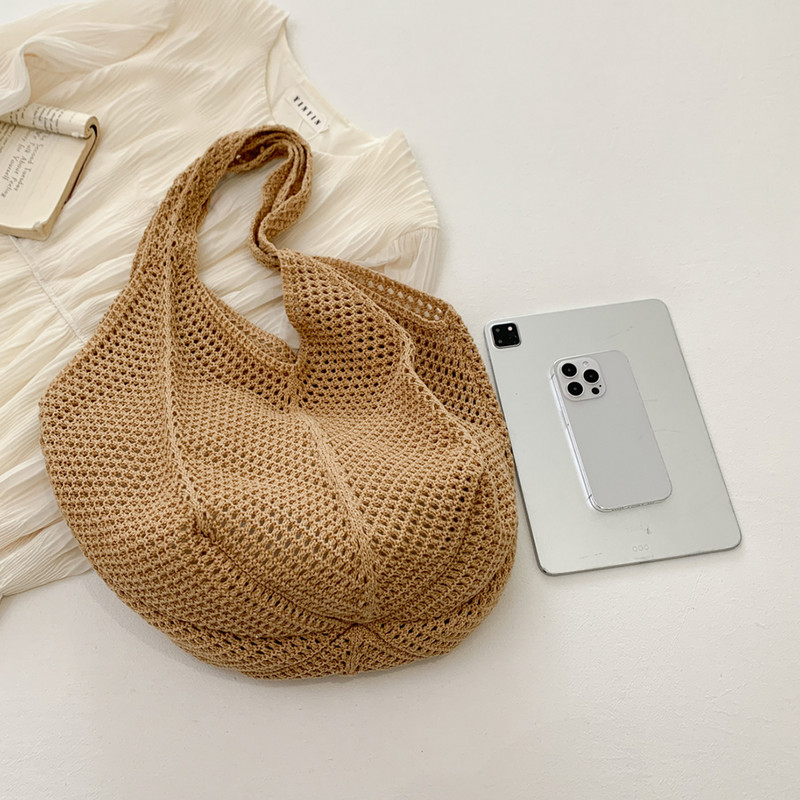 Modne heklane torbe za žene Ljetna torba za plažu Estetska torba od rafije Slamnata ručna torba Boem Boho tkana pletena torba na rame