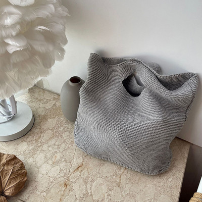 2023. aasta vabaaja kootud naiste õlakotid, silmkoelised käekotid, suure mahutavusega disainer-ostlejakätid Naiste rannareisi puuvillased rahakotid