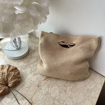 2023. aasta vabaaja kootud naiste õlakotid, silmkoelised käekotid, suure mahutavusega disainer-ostlejakätid Naiste rannareisi puuvillased rahakotid