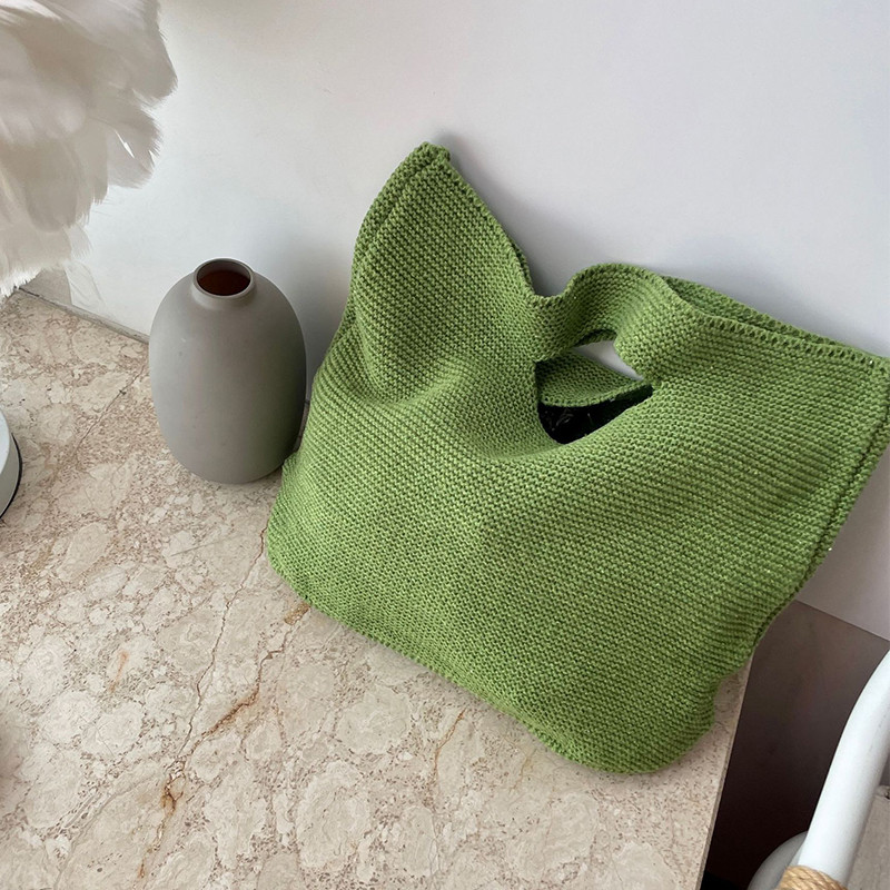 2023. aasta vabaaja kootud naiste õlakotid, silmkoelised käekotid, suure mahutavusega disainer-ostlejakätid Naiste rannareisi puuvillased rahakotid