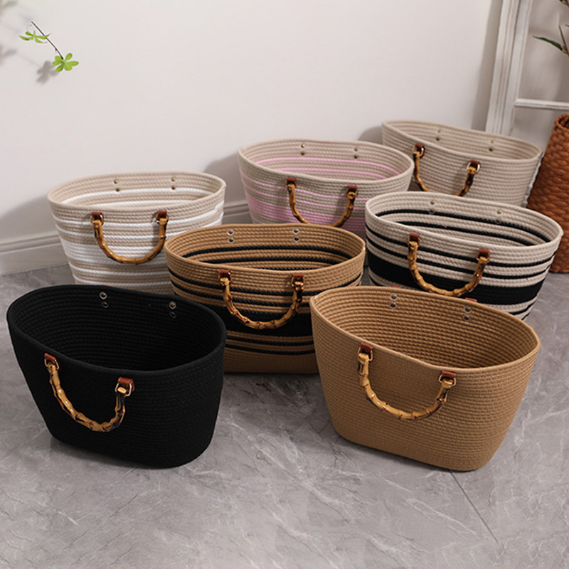 Sieviešu auduma tote ar bambusa rokturi iepirkumu soma liela ietilpība svītraina rokassomiņa ikdienas modes izsmalcināta clutch pludmales soma 2023