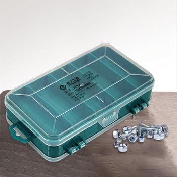 Двустранна кутия за органайзер за хардуер Прозрачен пластмасов органайзер за инструменти Отделение Винтове Кутия за съхранение на винтове Гайки Пирони Болтове