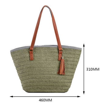 Weave Tote Bag Summer Beach Straw Τσάντες και πορτοφόλια Γυναικείες Bohemian τσάντες ώμου για γυναίκες 2023 Lady Travel Τσάντες αγορών