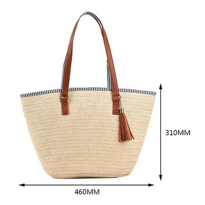 Weave Tote Bag vasaras pludmales salmu rokassomas un somiņas Sieviešu bohēmijas plecu somas sievietēm 2023. gada sieviešu ceļojumu iepirkumu somas