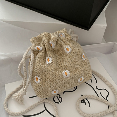 Šiaudų pynimo kibiras Krepšiai Retro mini rankinė ant pečių rotango moterims Vasaros paplūdimio pečių krepšiai Rankinės Dėžutės Kasdieninės rankinės