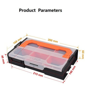 Кутия за инструменти Съхранение на части Поставяне на многорешетъчни винтове Пластмасова малка кутия Комбиниран калъф за съхранение на електронни компоненти Гараж Органайзер