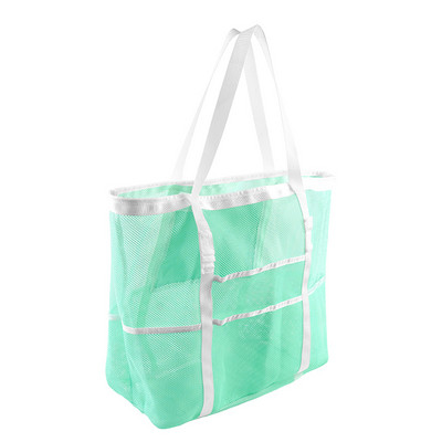 Lielas ietilpības tīklveida pludmales soma peldsoma bērniem Pludmales rotaļlietu grozi Pārnēsājami ceļojumu glabāšanas mazgāšanas soma Ātri nosusināma soma