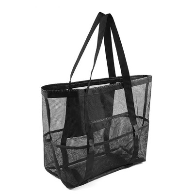 Lielas ietilpības tīklveida pludmales soma peldsoma bērniem Pludmales rotaļlietu grozi Pārnēsājami ceļojumu glabāšanas mazgāšanas soma Ātri nosusināma soma