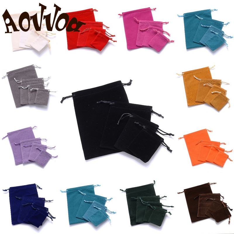 10gab Samta maisiņš Savelkamās aukliņas Maciņi Rotaslietas Dāvanu Displejs Iepakošanas maisiņi Modes flaneļa somas 5x7cm 7x9cm 10x12cm 13x18cm