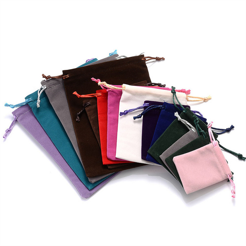 10gab Samta maisiņš Savelkamās aukliņas Maciņi Rotaslietas Dāvanu Displejs Iepakošanas maisiņi Modes flaneļa somas 5x7cm 7x9cm 10x12cm 13x18cm