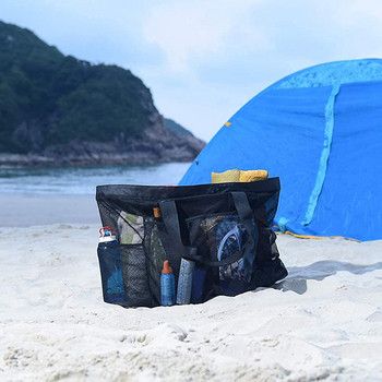 Дамска мрежеста прозрачна чанта с голям капацитет Двупластова запазваща топлината Големи плажни чанти за пикник Чанти през рамо Tote