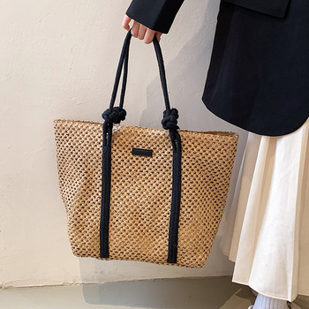 Ежедневни летни плажни чанти от сламена тъкан с голям капацитет Ръчно изработени дамски чанти за през рамо Дамски чанти за пътуване Ратан Shopper Tote bolsa