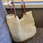 Ležerne torbe na rame velikog kapaciteta Luksuzne ženske modne ljetne tkane torbe za 2024. Blagdanske torbe za plažu Trendovske poslovne kupnje