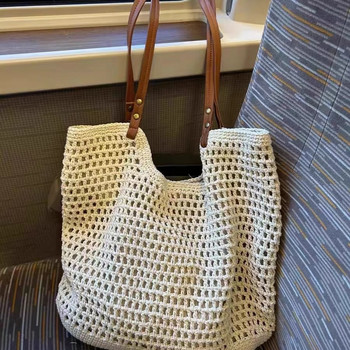 Casual τσάντες ώμου μεγάλης χωρητικότητας Πολυτελείς γυναικείες 2024 Fashion Weave Tote Holiday Beach Handbags Trendy Work Shopping