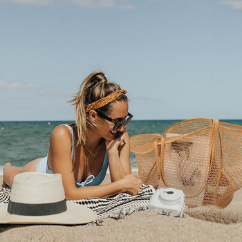 KALIDI Beach Mesh Tote Bag, Casual Tote Bag Hobo Women Foldable MAX 23L Shoulder Fashion Simple Bag Beach for Picnic Vacation