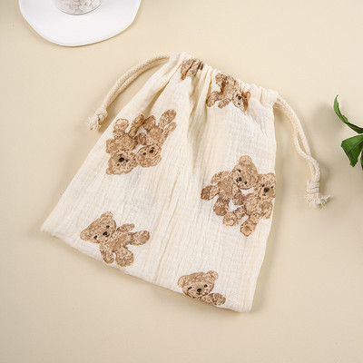 1PC Organizator Kawaii Bear Pamučna torbica s uzicom Ženska torbica za pohranu Slatka torbica za šminku Putne toaletne torbice Putni pribor za pranje