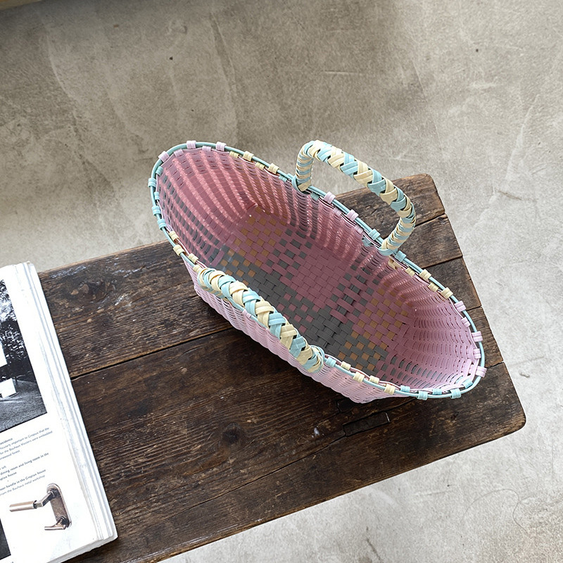 Elegantna ženska torba od slame pletena u boji, ženska torba za odmor na plaži, ležerna velika torba s ručkom na vrhu Modne retro torbe na rame