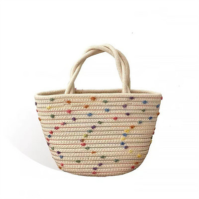 Summer Beach Straw Bag Women`s Handbag Basket Water Bucket Bag Woven Bag