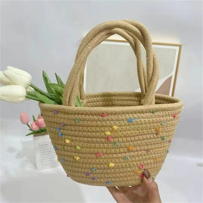 Vasaros paplūdimio šiaudų krepšys Moteriška rankinė Krepšelis Vandens kibiras Krepšys Austas krepšys