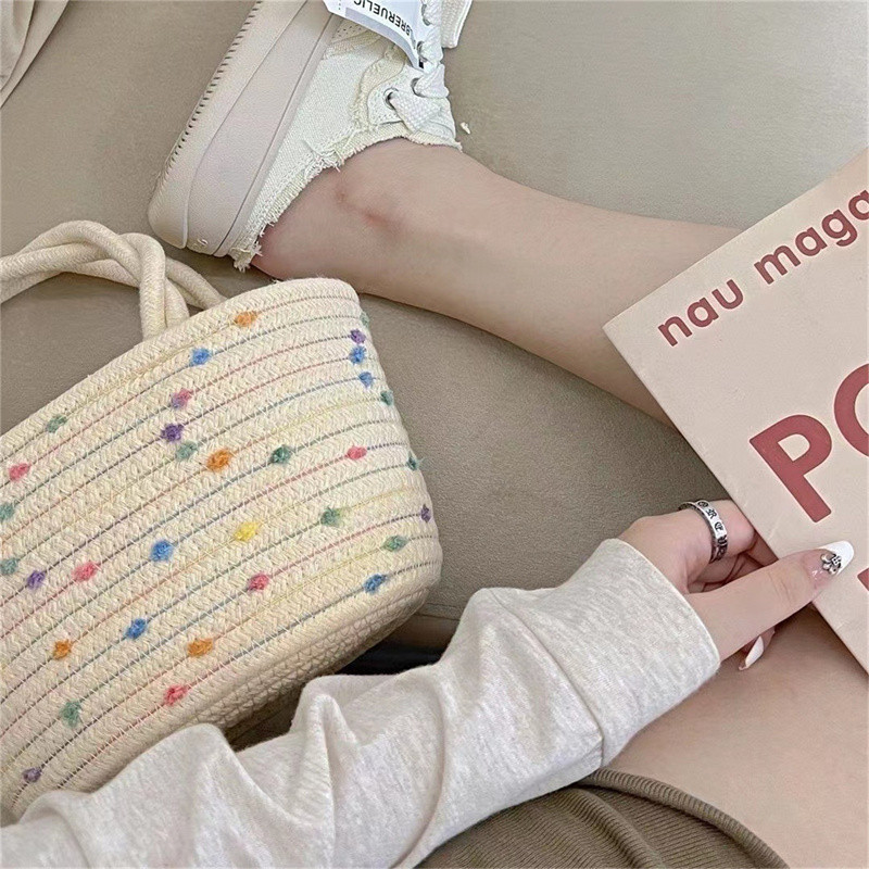 Vasaros paplūdimio šiaudų krepšys Moteriška rankinė Krepšelis Vandens kibiras Krepšys Austas krepšys