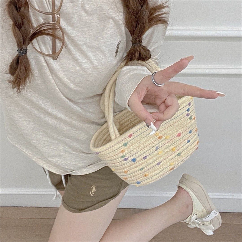 Vasaros paplūdimio šiaudų krepšys Moteriška rankinė Krepšelis Vandens kibiras Krepšys Austas krepšys